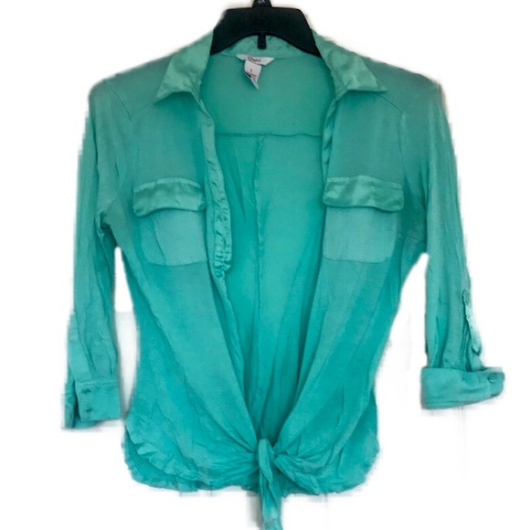 🍁 Candies L Teal Button Down shirt - Picture 5 of 7